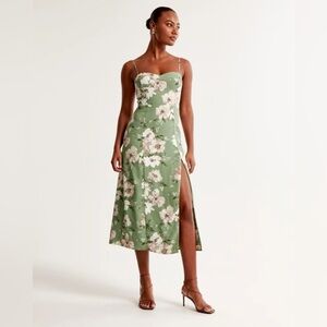 The A&F Camille Midi Dress Green Floral medium like new